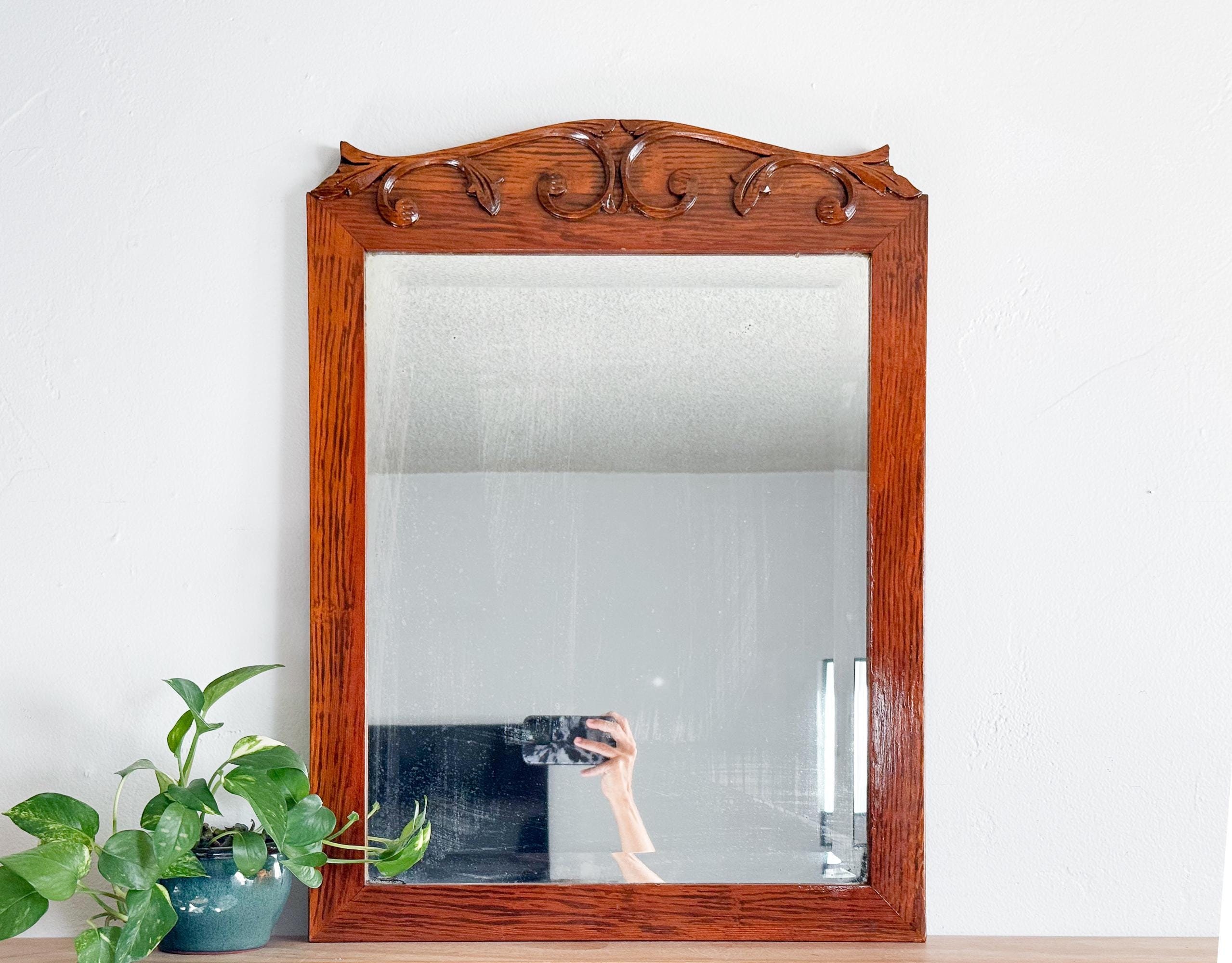 Vintage Traditional Wood Framed Mirror | Large Antique Mirror, Carved Wall Mirror