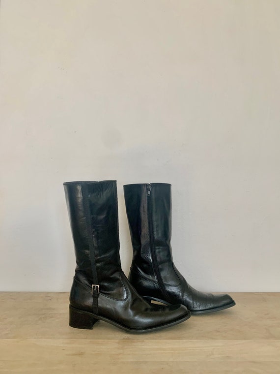 Vintage Black Leather Stuart Weitzman Boots Women'