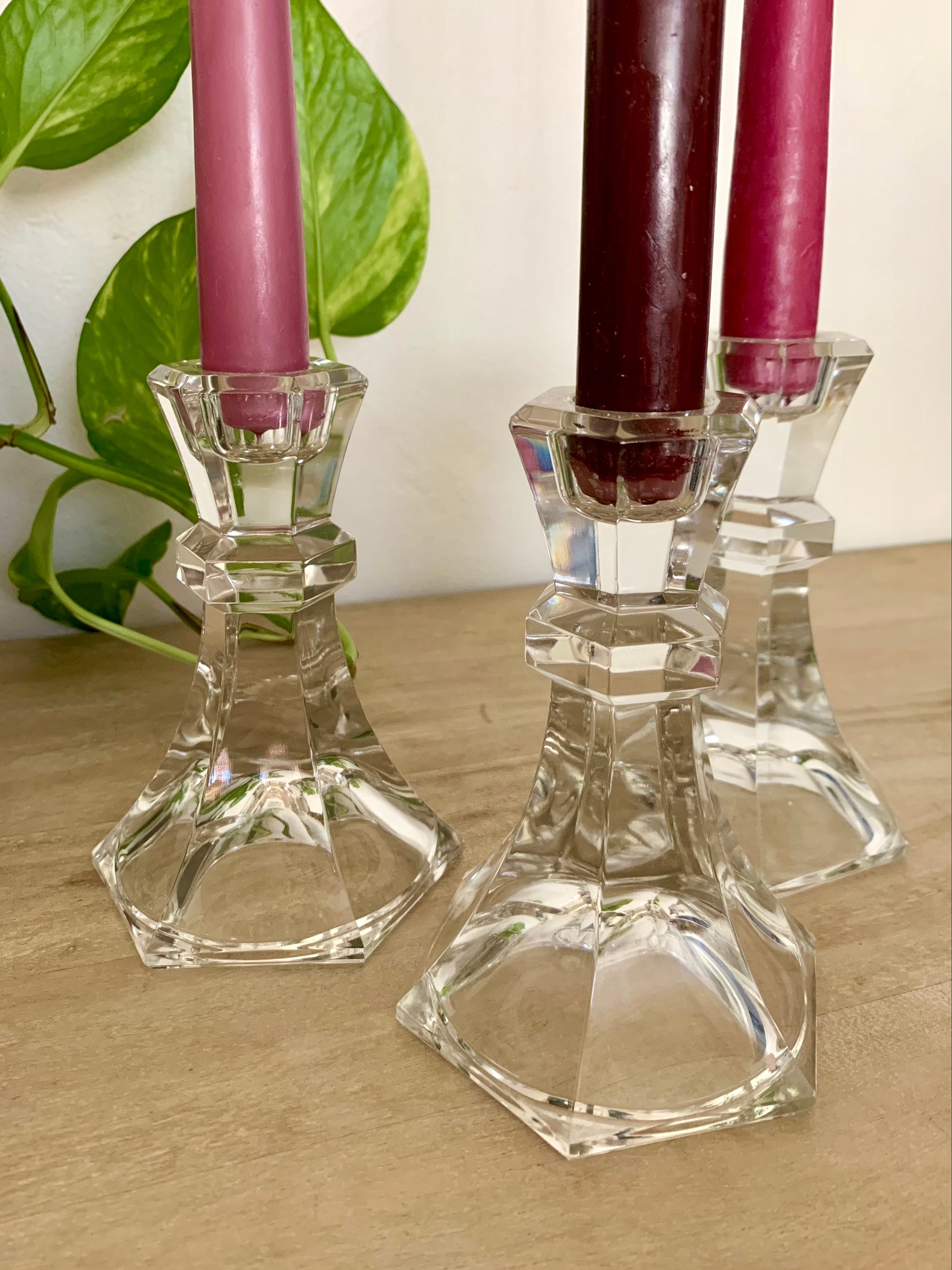 Vintage Crystal Candlestick Holders Set of 3 Matching Etsy