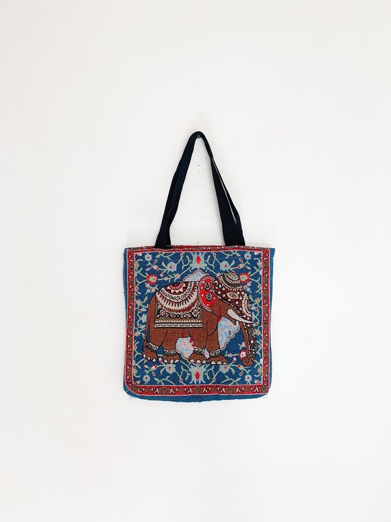 Elephant Tapestry Tote Bag – Vintage Shoulder Bag,