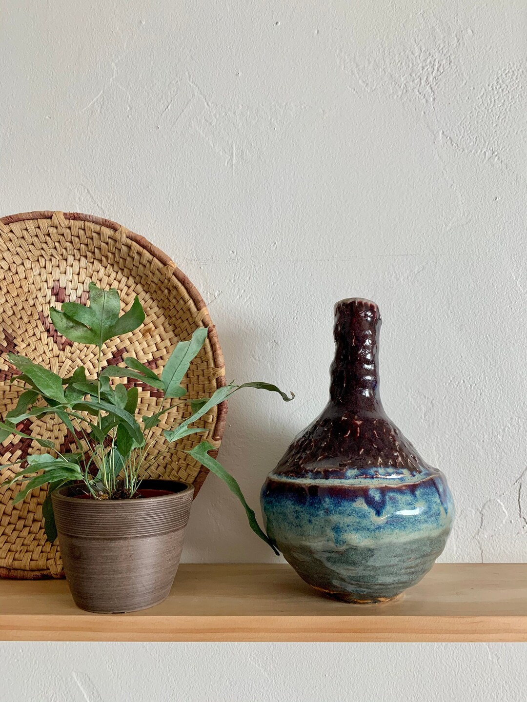 Blue Brown Studio Pottery Vase – Hand Thrown Pottery, Stoneware Vase ...