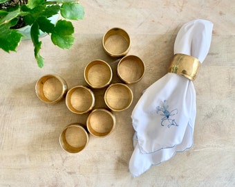 Vintage Hammered Brass Napkin Rings (Set of 9) – Mid Century Dining, Vintage Table Setting, Napkin Holders