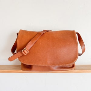 Vintage Coach Cognac Leather Messenger Bag – Brown Leather Travel Bag, Leather Tote