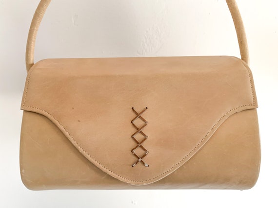 Vintage Tan Leather Bag – Small Shoulder Bag, Sim… - image 2