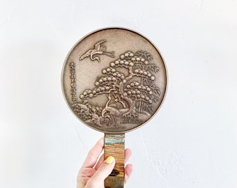 Antique Japanese Bronze Kagami Mirror – Geisha Mirror, Cranes