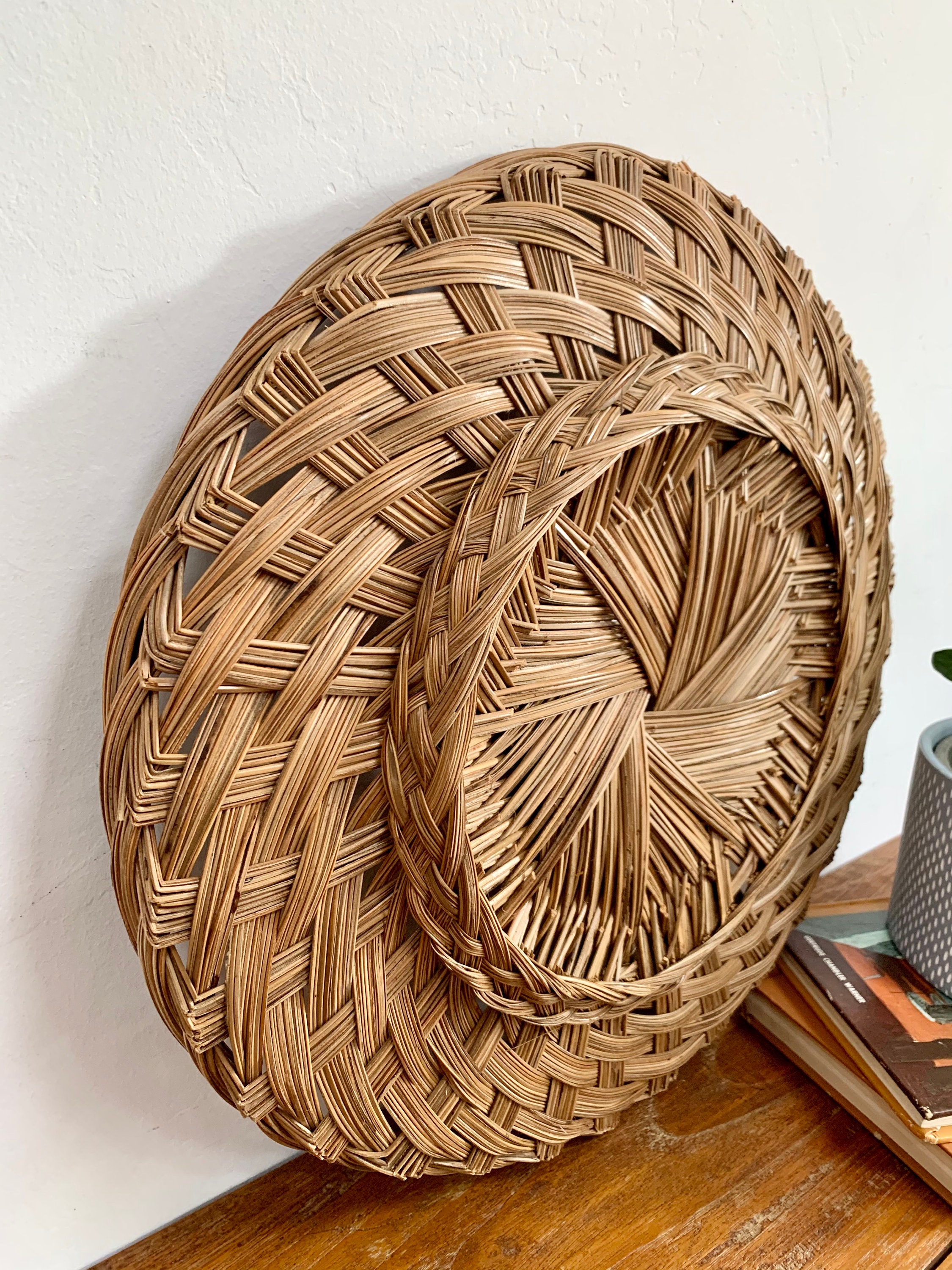 Panier en fibre de bananier, panier mural tressé, panier en raphia