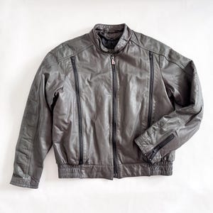 Vintage Hein Gericke Leather Motorcycle Jacket | Gray Leather Jacket, Leather Bomber