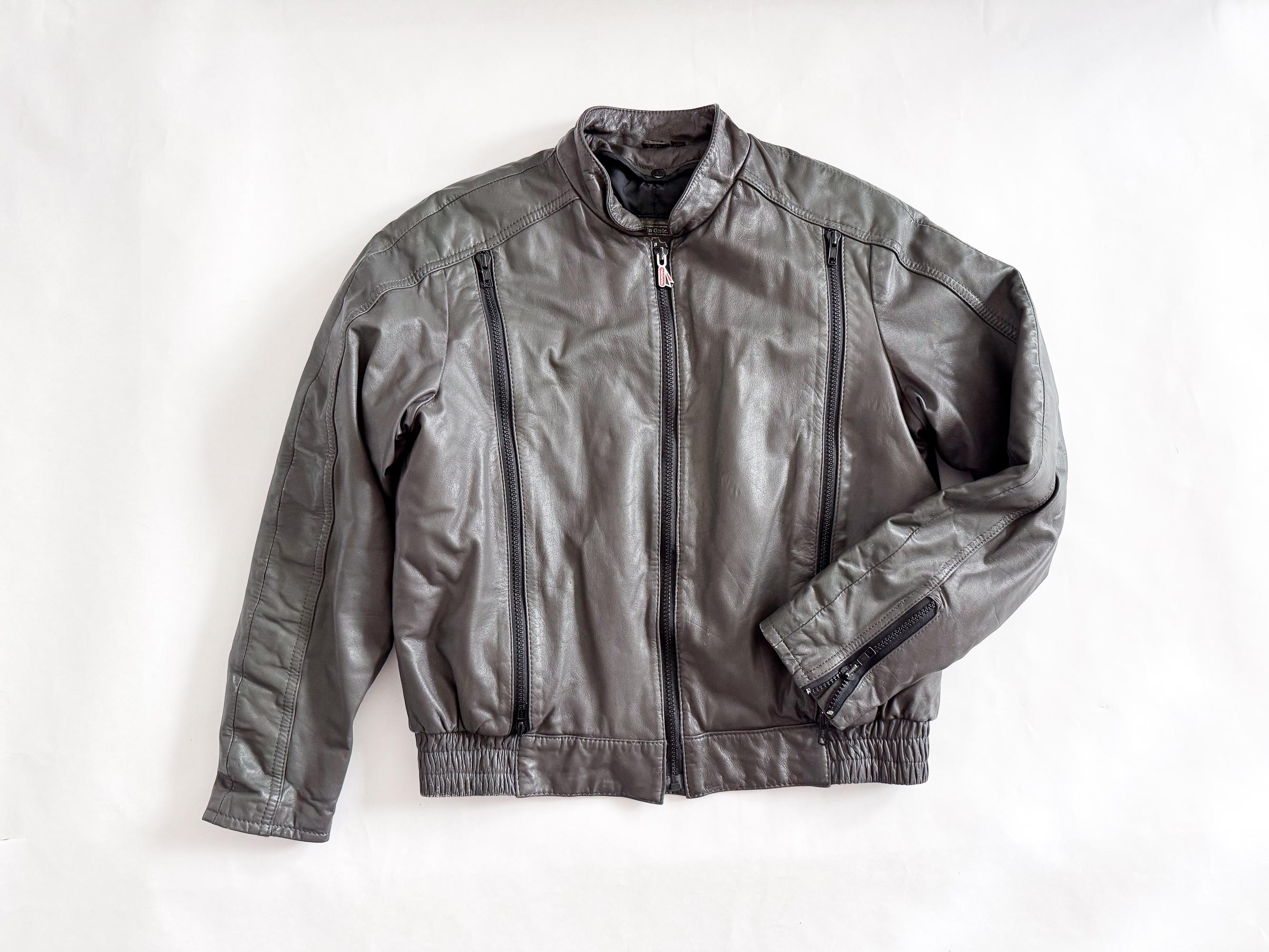 Vintage Hein Gericke Leather Motorcycle Jacket | Gray Leather