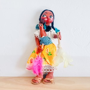 Vintage Mexican Folk Doll with Baby – Collectible Dolls, Handmade Doll, Made in Mexico, Mexican Heritage