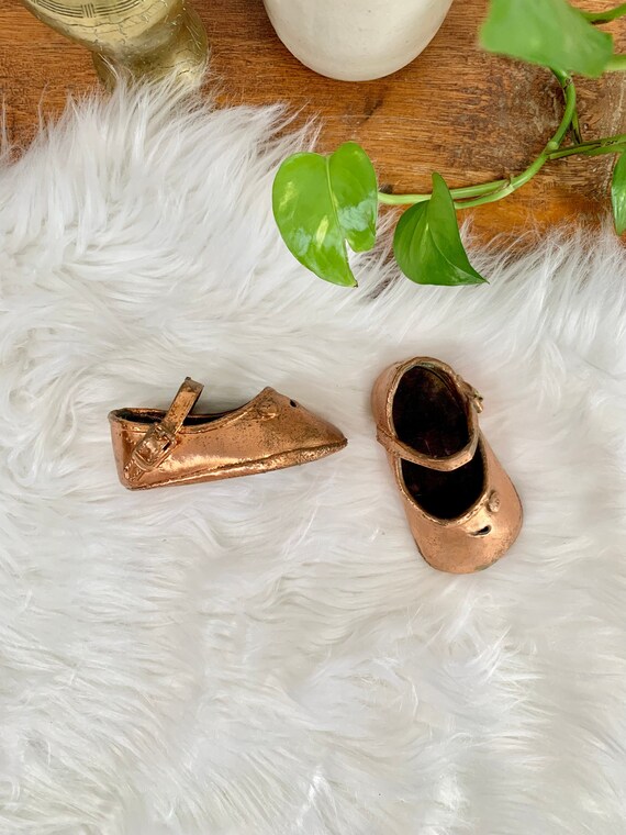 Vintage Copper Dipped Baby Shoes Nursery Decor Baby Shower Etsy
