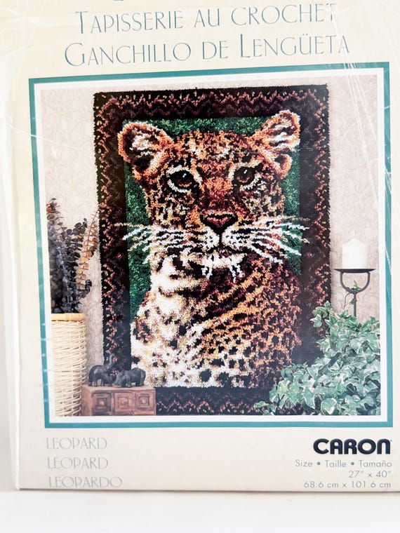 クラフト・布製品 LEO Vintage Wonder Art Leopard Latch Hook Rug Kit | Cheetah Fiber Art
