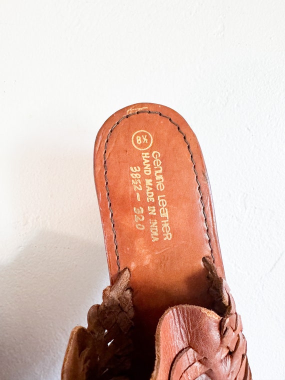 Vintage Leather Platform Wedge Sandals Size 8.5 –… - image 2