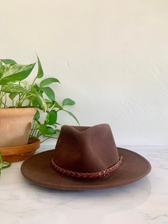 Vintage Brown Wool Cowboy Hat – Winter Hat, Wester