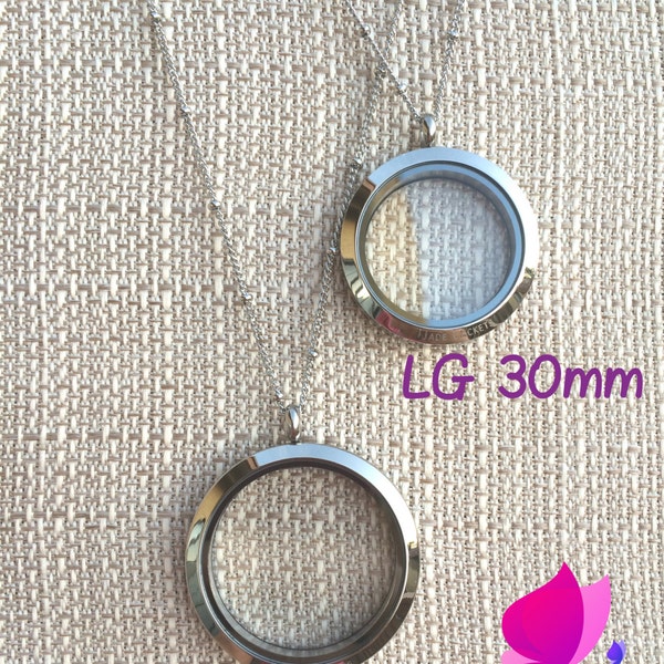 Screw Top Plain Silver Locket 30mm/35mm, Floating Charms Locket