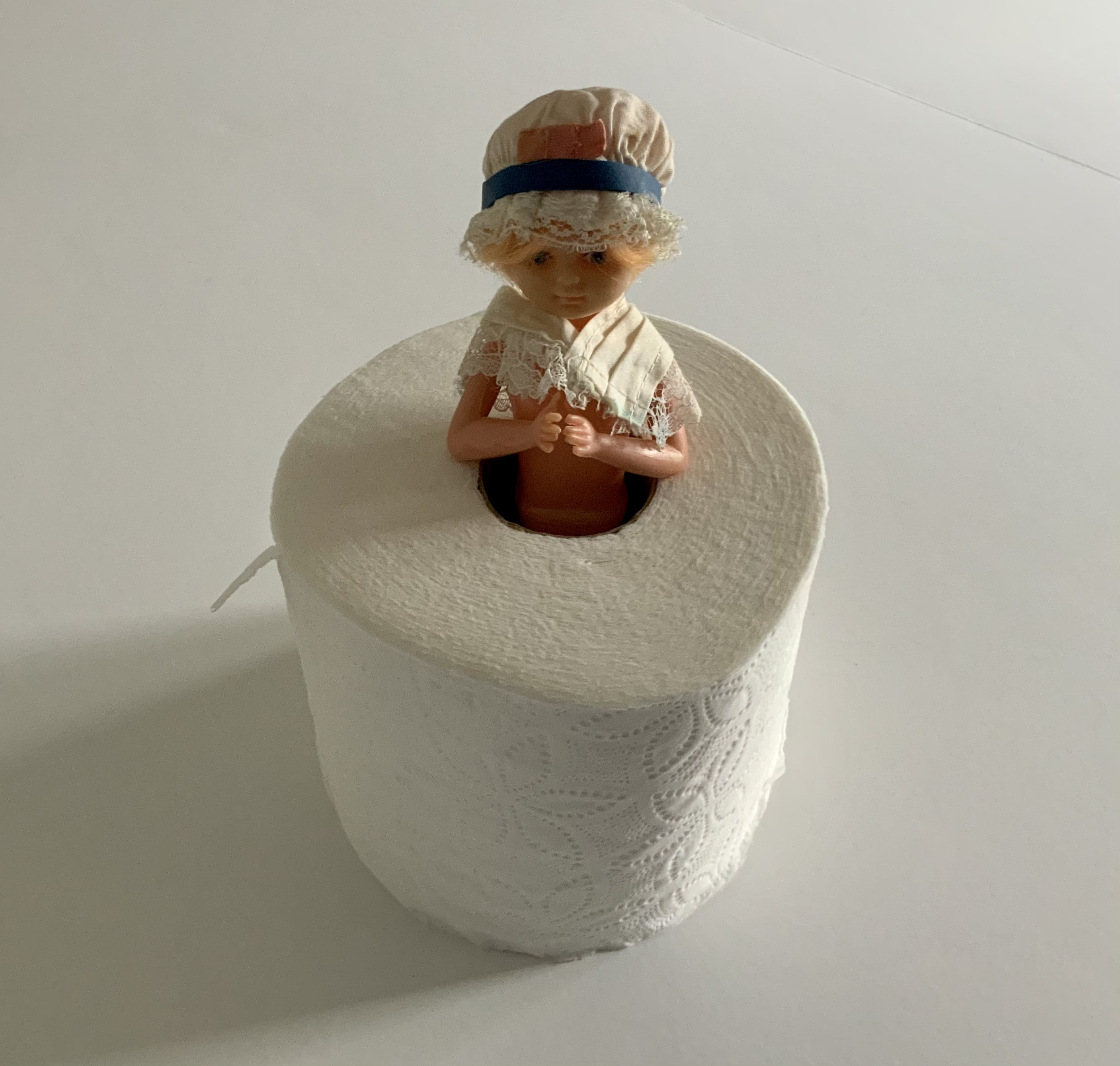 Doll Toilet paper roll cover plastic vintage blond Etsy
