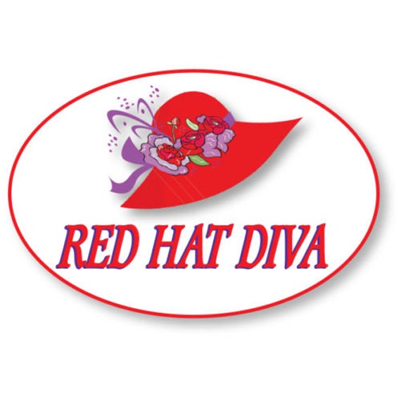 RED HAT DIVA Halloween Costume Name Badge Tag with a Etsy