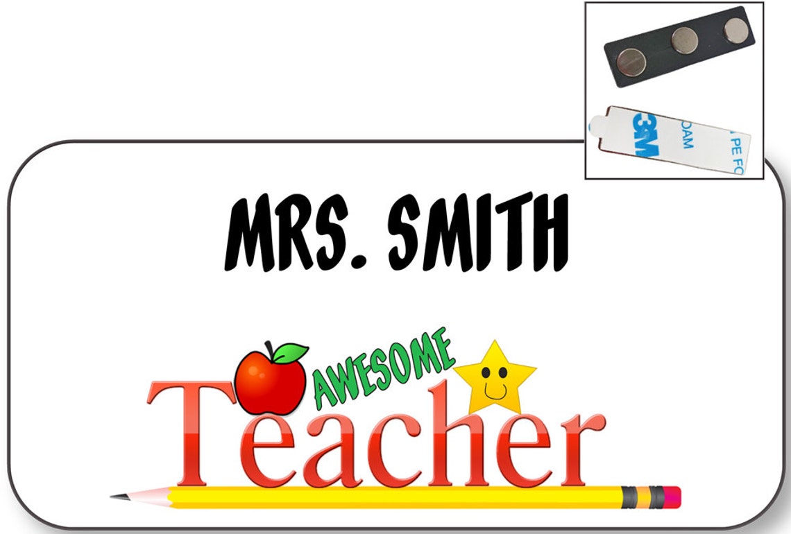 1-personalized-awesome-teacher-name-badge-tag-gift-present-w-etsy