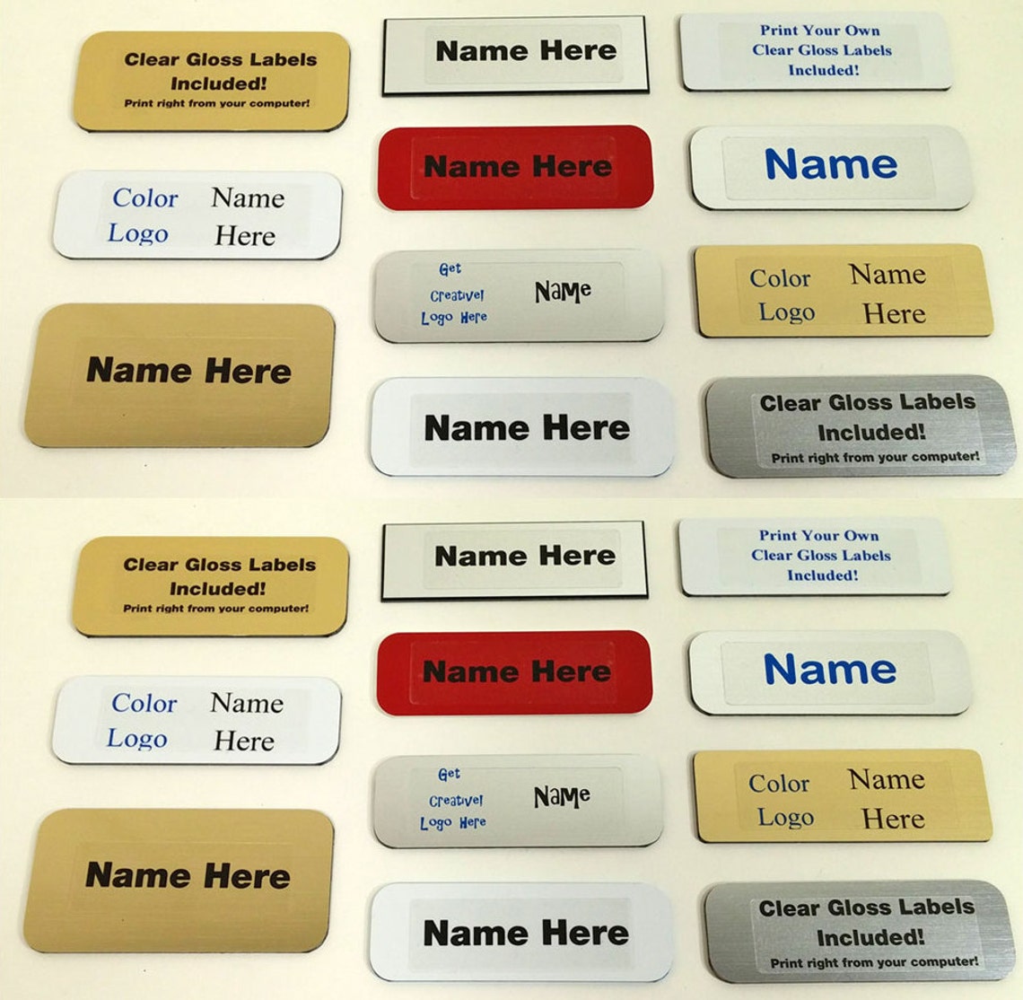 50 Blank Gold Metallic NAME BADGE KIT U 1 X 3 Tags 1/8 Etsy