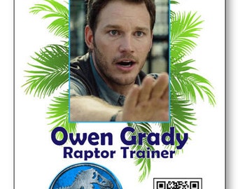 Jurassic World ID Badge Owen Grady  costume prop cosplay green jurassic park