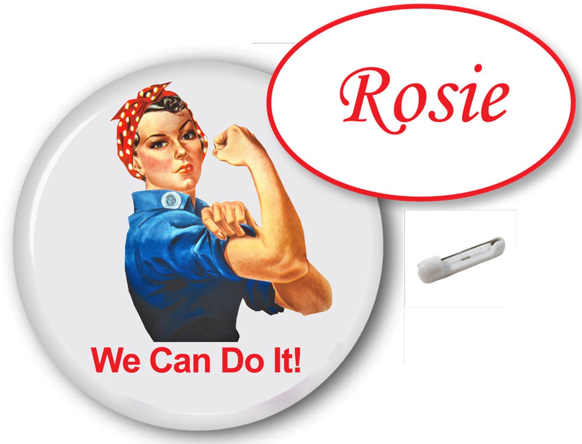 1 ROSIE RIVETER Name Badge W/ Pin Fastener &amp; Button Halloween - Etsy