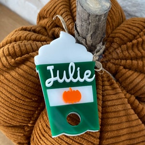 Fall Pumpkin Spice Latte Coffee Acrylic Name H2.0 30 oz