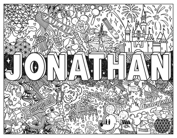 personalized name coloring page digital etsy