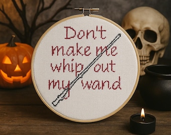 皮肉な魔女のクロスステッチパターン：面白いハロウィン刺繍（PDFパターン）