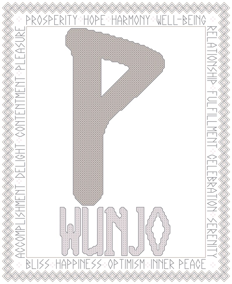 Wunjo Ancient Rune Cross Stitch Pattern – Joy, Harmony, Success ...