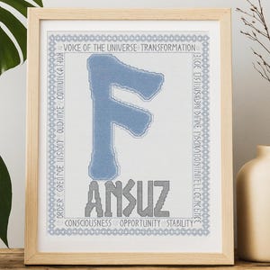 Ansuz Ancient Rune Cross Stitch Pattern – Wisdom, Communication, Inspiration – Instant PDF Download