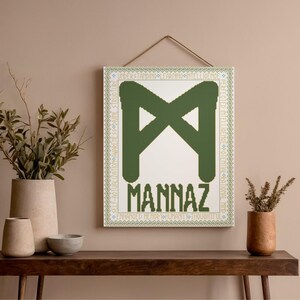 Mannaz Ancient Rune Cross Stitch Pattern – Humanity, Cooperation, Self-Realization – Instant PDF Download