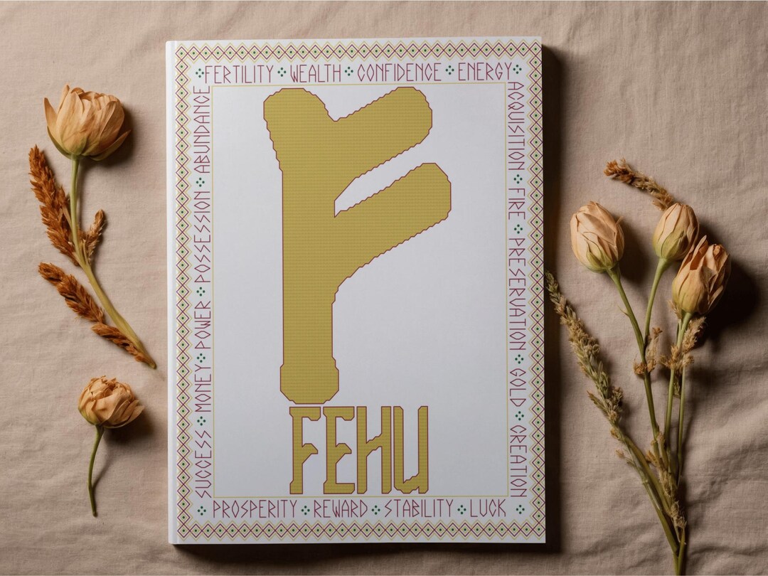 Fehu Ancient Rune Cross Stitch Pattern – Wealth, Abundance, Prosperity ...