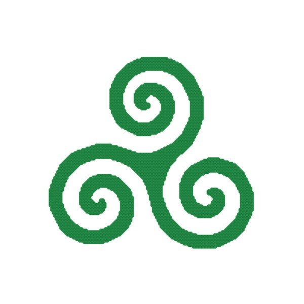 The Triskelion. Ancient Celtic Symbol. Symbol for Strength and Progress. Large format cross stitch pattern