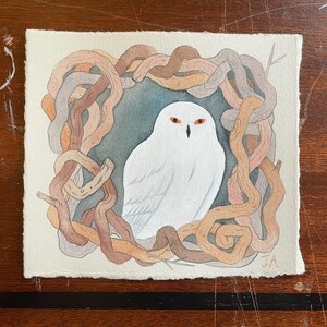 Original Gouache Painting - Snowy Owl