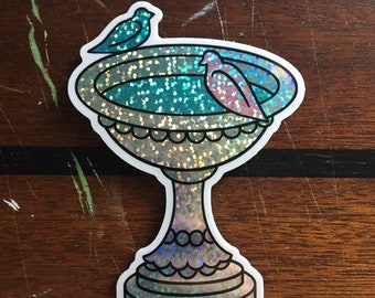 Glitter Holo Bird Bath Sticker