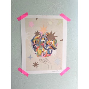 FLAWED Risograph PRINT- &quot;Fusion&quot; 8.5 x 11 inches