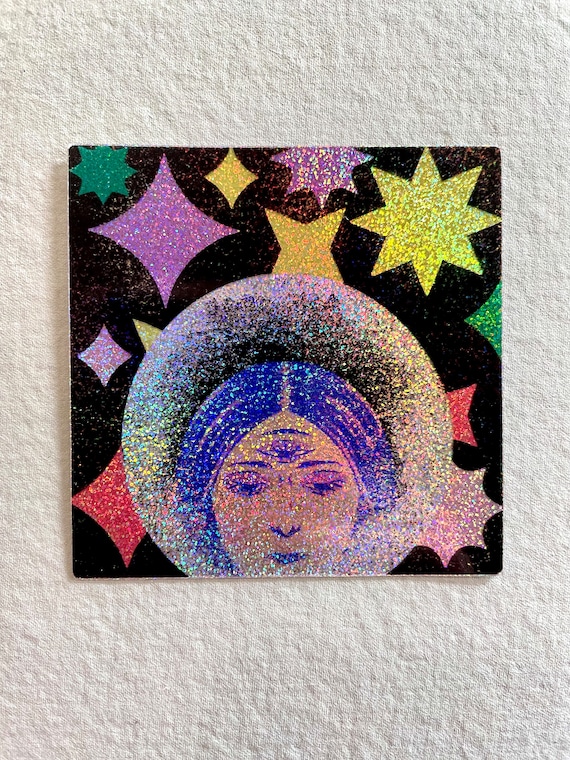 Alien Space Girl Astronaut Glitter Sticker