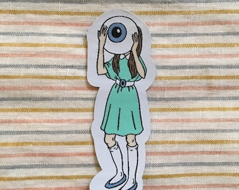 Blue Eyeball Girl Naaien op geweven patch