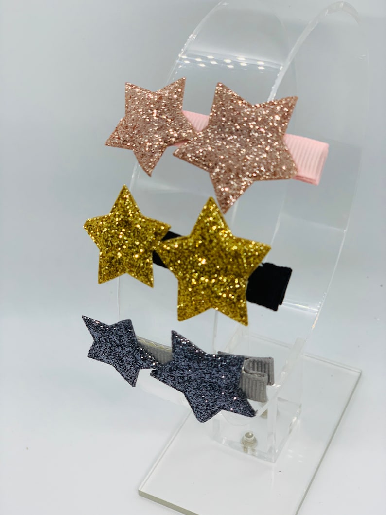Hair Bows for Girls Pink Cute Glitter Star Girls Hair Clip Kids Hair Bows Gray Clip Baby Girls Hair Bows Gold Girls Hair Accessories