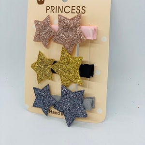 Cute Glitter Star Girls Hair Clip, Kids Hair Bows, Hair Bows for Girls, Girls Hair Accessories, Baby Girls Hair Bows, Pink, Gold, Gray Clip image 5