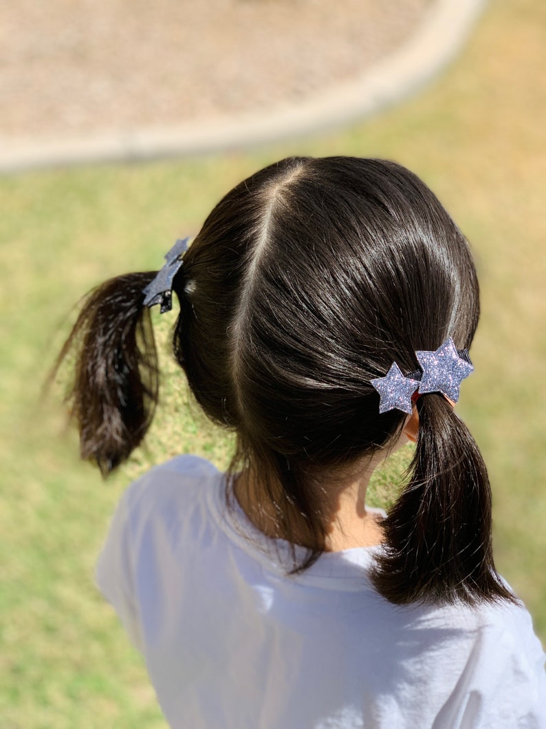 Cute Glitter Star Girls Hair Clip, Kids Hair Bows, Hair Bows for Girls, Girls Hair Accessories, Baby Girls Hair Bows, Pink, Gold, Gray Clip image 6