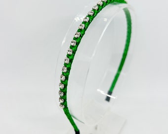 Green Rhinestone Girl Headbands, Green headband, toddler headband, Headbands for girl, Flower Girl Headband, Kids headband