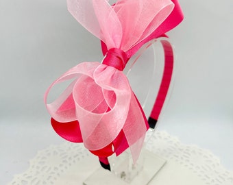 Pink big bow Headband, Pink bow Headband for Kids, Girls Hair Accessories, Pink bow Headband, Big bow headband, Double bow