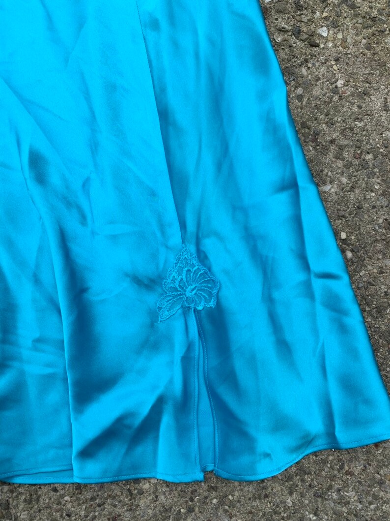 Vintage Baby Blue Satin Lingerie Slip Dress Medium