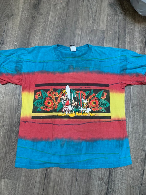 Vintage Disney Tye Dye Hawaiian T-shirt Mickey Goo