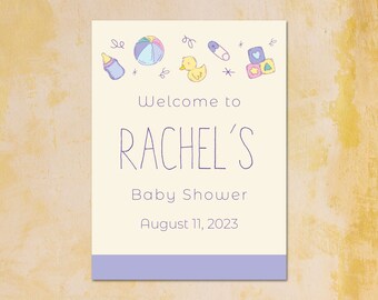 Custom Baby Shower Welcome Sign, Gender Neutral Baby Shower Sign Printable, Yellow Baby Shower, Digital Download
