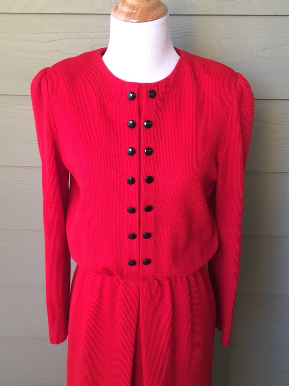 bright red sweater dress