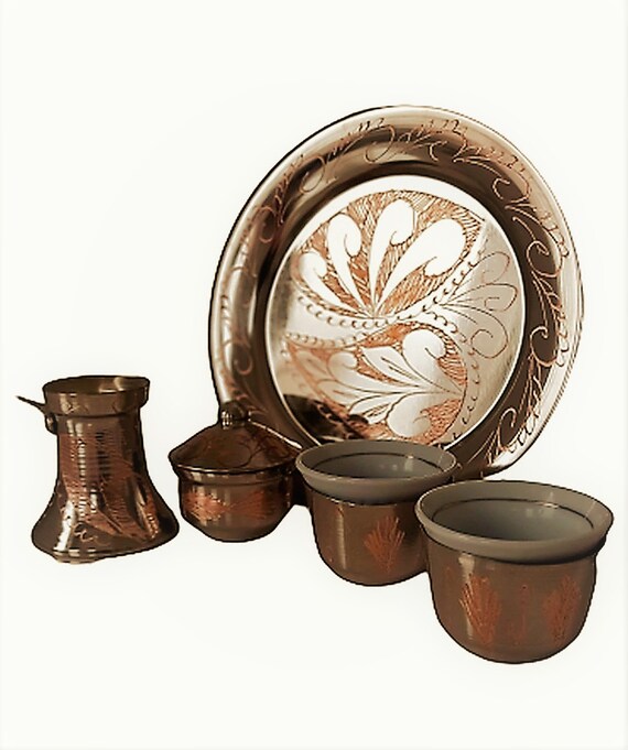 Traditional Turkish Copper Coffee Pot and Cups Handmade Etsy