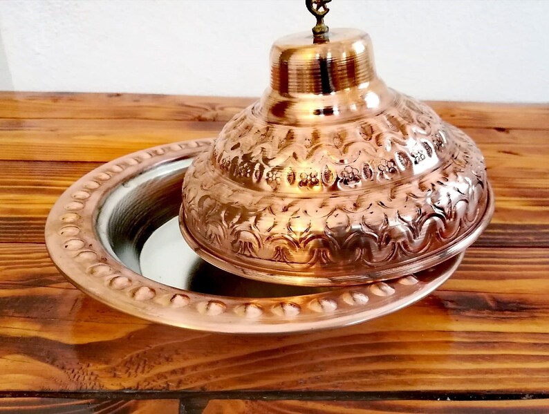 Turkish Copper Serving Bowl With Lid Hand Crafted Turkish Etsy