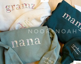 Embroidered Mama Floral Sweatshirt: Customizable Text