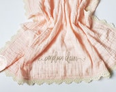 LACE BLANKET double gauze toddler throw blanket baby gift personalization custom embroidery baby girl blanket embroidered baby blanket